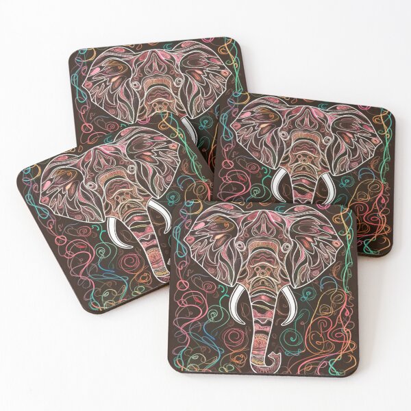 Item preview, Elephant Portrait. elephant line, elephant drawing, abstract elephant, colorful elephant designed and sold by ElephantVibes.