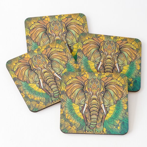 Item preview, Elephant Portrait. elephant line, elephant drawing, abstract elephant, colorful elephant designed and sold by ElephantVibes.
