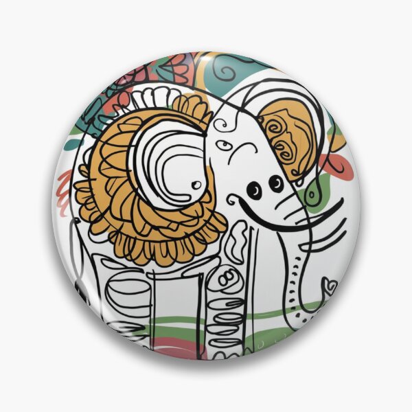 Item preview, Elephant Portrait. elephant line, elephant drawing, abstract elephant, colorful elephant designed and sold by ElephantVibes.