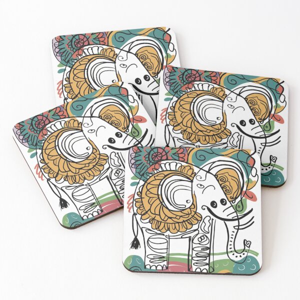 Item preview, Elephant Portrait. elephant line, elephant drawing, abstract elephant, colorful elephant designed and sold by ElephantVibes.