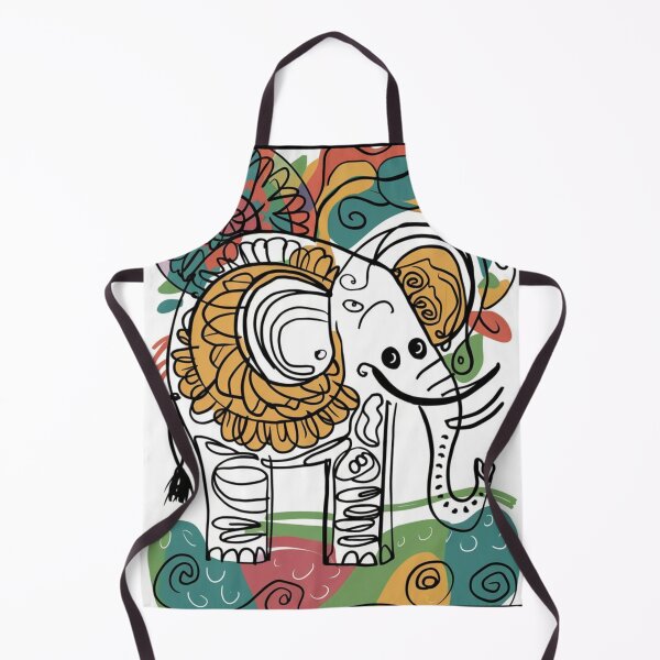 Item preview, Elephant Portrait. elephant line, elephant drawing, abstract elephant, colorful elephant designed and sold by ElephantVibes.