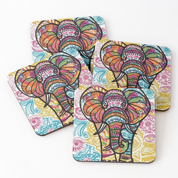 Item preview, Elephant Portrait. elephant line, elephant drawing, abstract elephant, colorful elephant designed and sold by ElephantVibes.