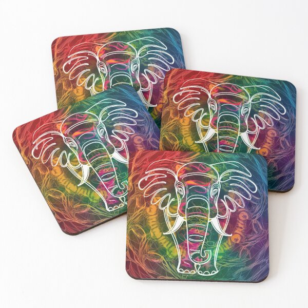 Item preview, Elephant Portrait. elephant line, elephant drawing, abstract elephant, colorful elephant designed and sold by ElephantVibes.