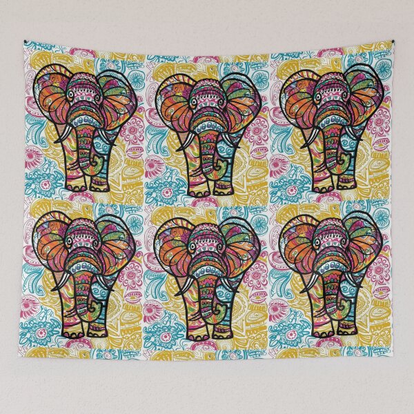 Item preview, Elephant Portrait. elephant line, elephant drawing, abstract elephant, colorful elephant designed and sold by ElephantVibes.