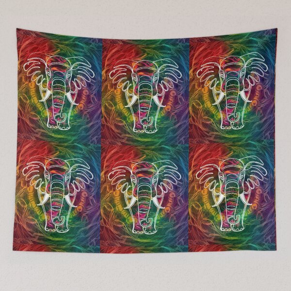 Item preview, Elephant Portrait. elephant line, elephant drawing, abstract elephant, colorful elephant designed and sold by ElephantVibes.
