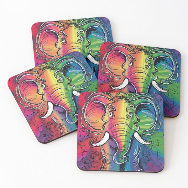 Item preview, Elephant Portrait. elephant line, elephant drawing, abstract elephant, colorful elephant designed and sold by ElephantVibes.