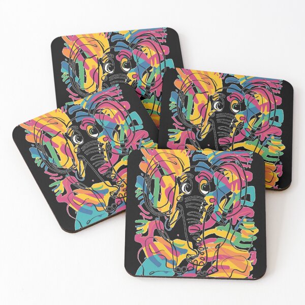 Item preview, Elephant Portrait. elephant line, elephant drawing, abstract elephant, colorful elephant designed and sold by ElephantVibes.