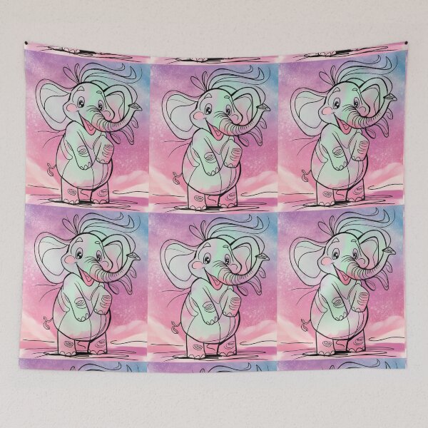 Item preview, Elephant Portrait. elephant line, elephant drawing, abstract elephant, colorful elephant designed and sold by ElephantVibes.