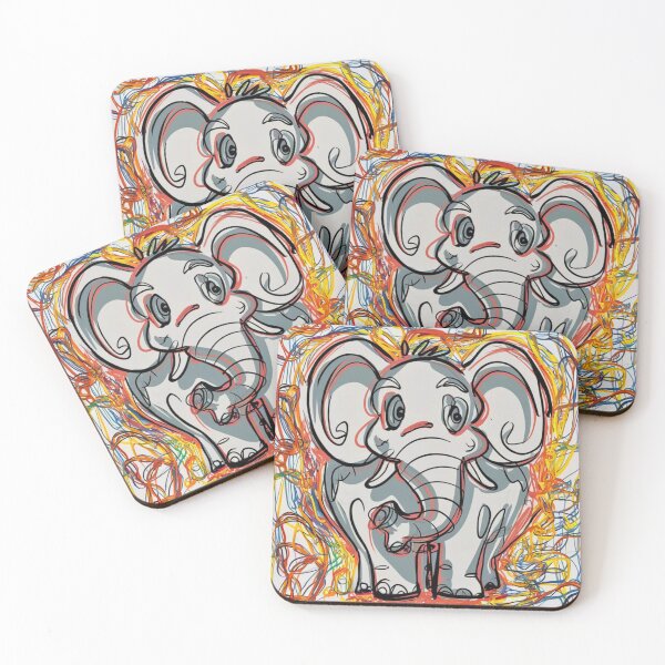 Item preview, Elephant Portrait. elephant line, elephant drawing, abstract elephant, colorful elephant designed and sold by ElephantVibes.