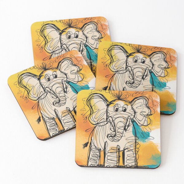 Item preview, Elephant Portrait. elephant line, elephant drawing, abstract elephant, colorful elephant designed and sold by ElephantVibes.