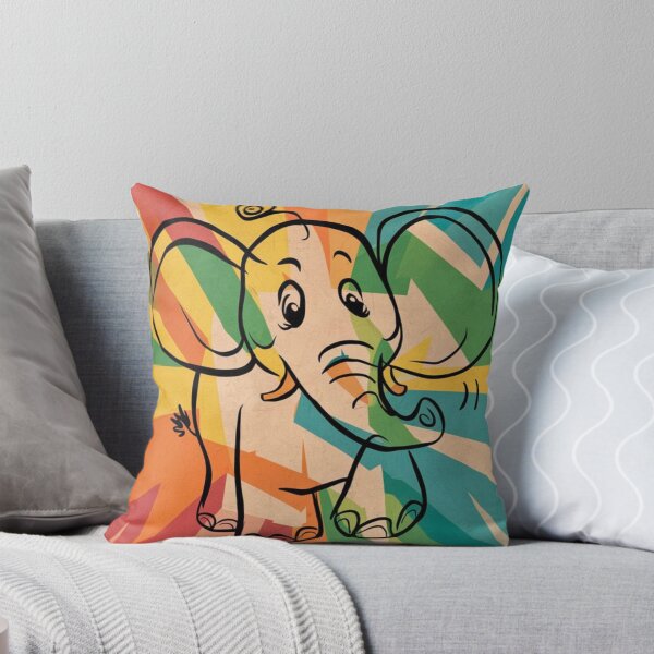 Item preview, Elephant Portrait. elephant line, elephant drawing, abstract elephant, colorful elephant designed and sold by ElephantVibes.