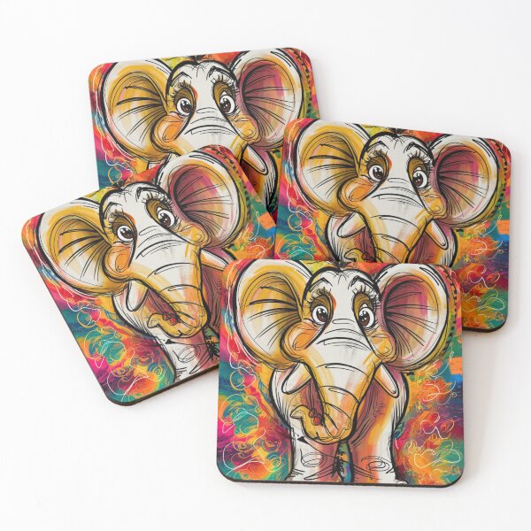 Item preview, Elephant Portrait. elephant line, elephant drawing, abstract elephant, colorful elephant designed and sold by ElephantVibes.