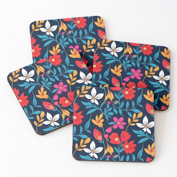 Item preview, Floral Pattern with A Navy Blue Color Background and Red Flowers designed and sold by MrKATORSKI.