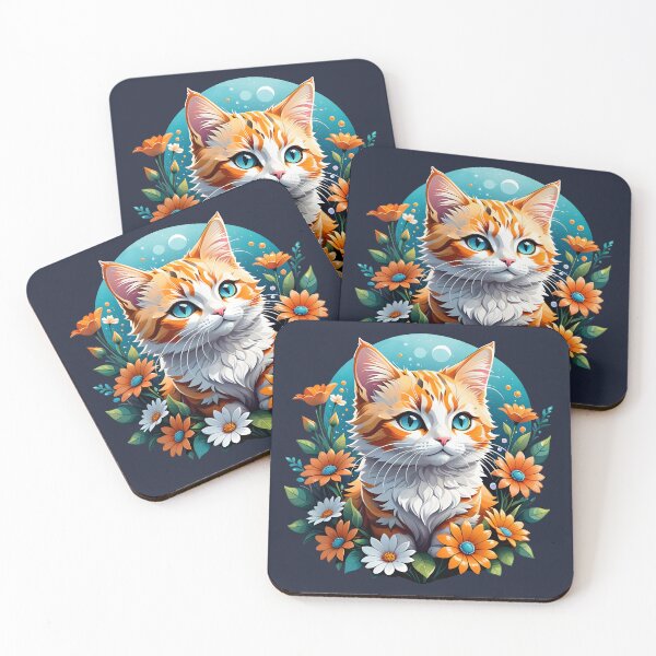 Item preview, Orange White Cat With Floral Fantasy designed and sold by Petal & Paw.