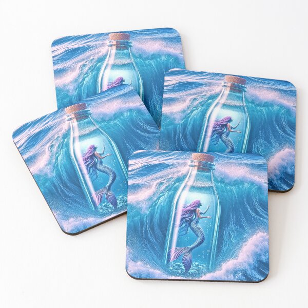 Item preview, Purple Mermaid In a Bottle (Blue Ocean) designed and sold by calmingchaos.