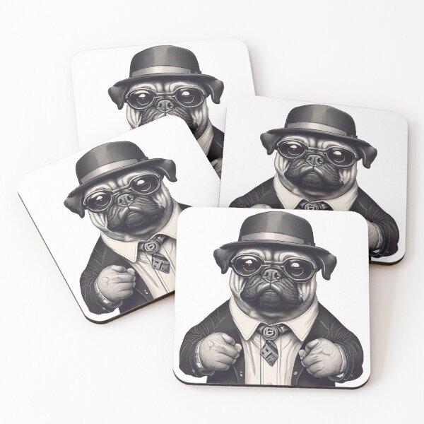 Item preview, Sharp Dressed Pug Illustration on Transparent Background designed and sold by Lisa Pearlman.