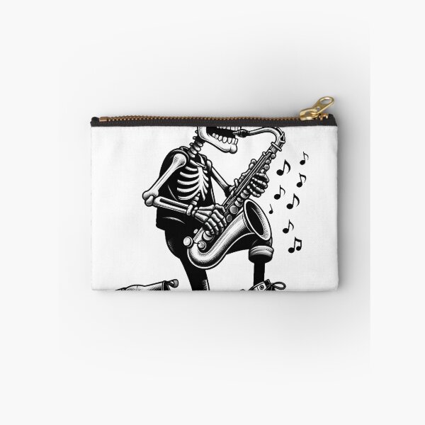 Item preview, Skeleton playing saxophone designed and sold by Berlin Ska Club.