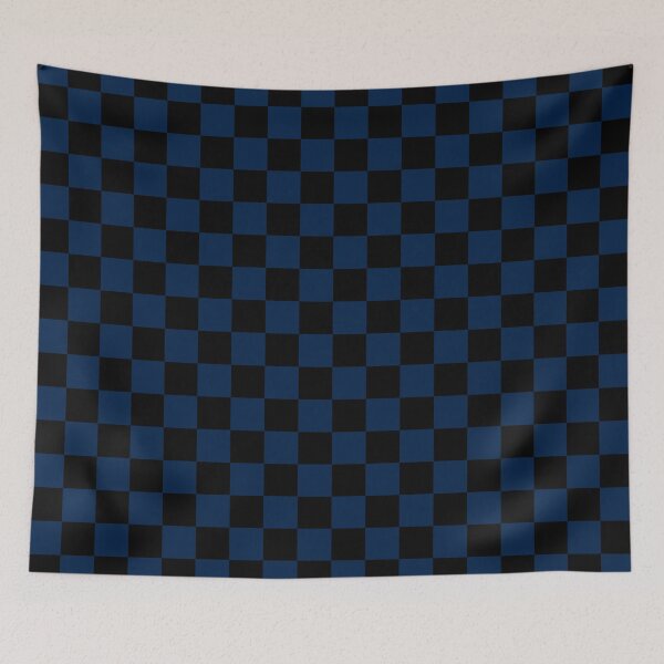Item preview, Small Checkered - Black and Oxford Blue designed and sold by JustPatterns2.