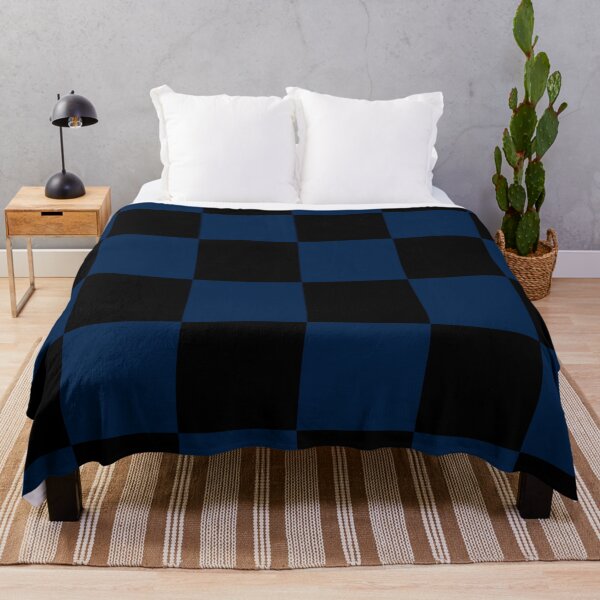 Item preview, Large Checkered - Black and Oxford Blue designed and sold by JustPatterns2.