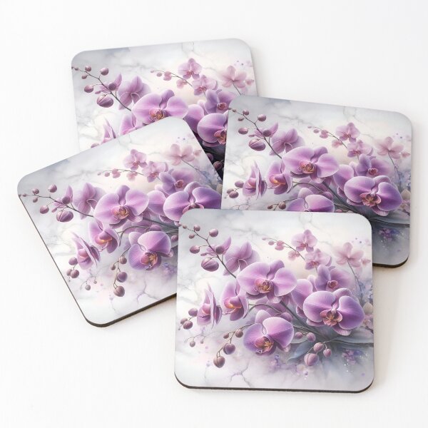 Item preview, Aesthetic floral orchids fantasia on marble stone designed and sold by Baddiesspace.