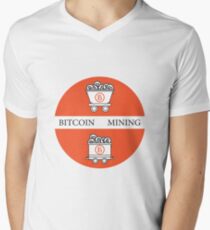 Mining of bitcoins. Mining trolleys with bitcoins. Men's V-Neck T-Shirt