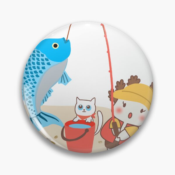 Item preview, Go fishing with cat-I can do itやった！White night go fishing with cat-Haato the Gang of Salamander-Axolotl designed and sold by lazycat14.
