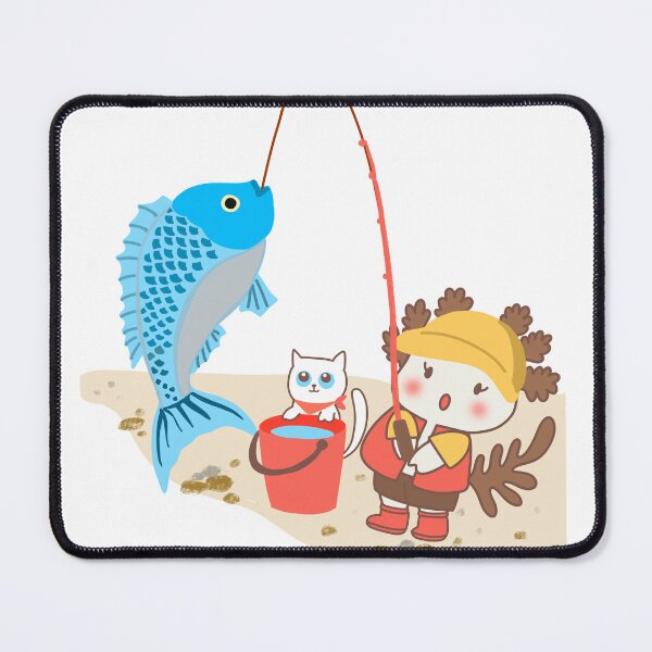 Item preview, Go fishing with cat-I can do itやった!White night go fishing with cat-Haato the Gang of Salamander-Axolotl designed and sold by lazycat14.