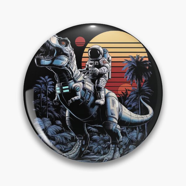 Item preview, Astronaut Riding Robot Dinosaur T-Rex Space Adventurer designed and sold by SpookshowDesign.