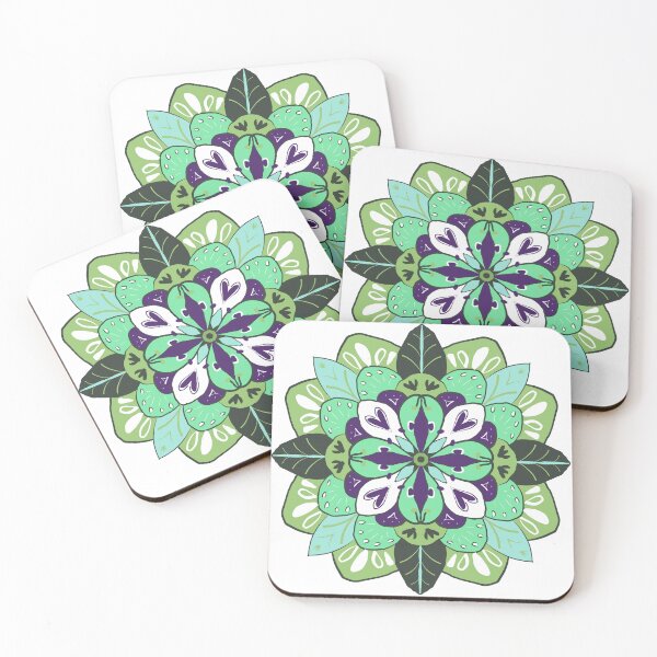 Item preview, SIELUNKUKKA green and turquoise Symmetrical Bloom Harmony designed and sold by LuovaSieluART.