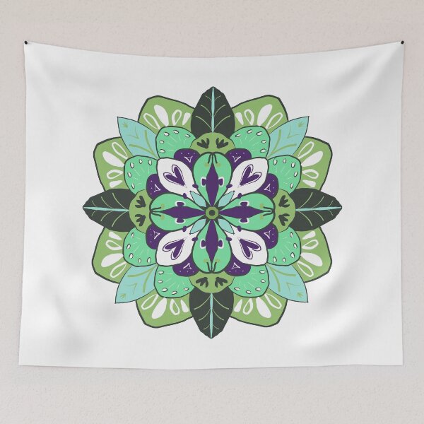 Item preview, SIELUNKUKKA green and turquoise Symmetrical Bloom Harmony designed and sold by LuovaSieluART.