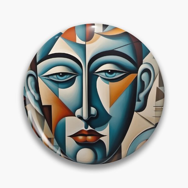 Item preview, Geometric blue man portrait, expressionist art designed and sold by lonelymoony.
