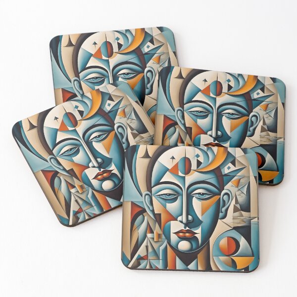Item preview, Geometric blue man portrait, expressionist art designed and sold by lonelymoony.