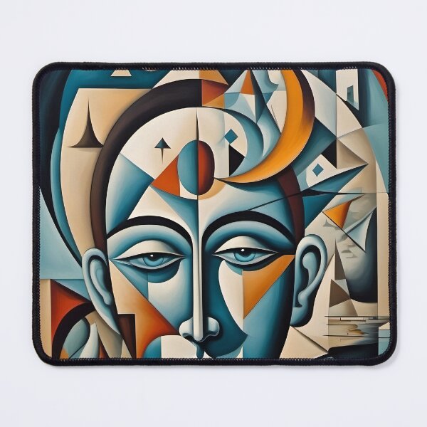 Item preview, Geometric blue man portrait, expressionist art designed and sold by lonelymoony.