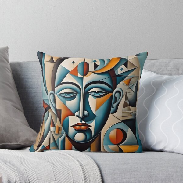 Item preview, Geometric blue man portrait, expressionist art designed and sold by lonelymoony.
