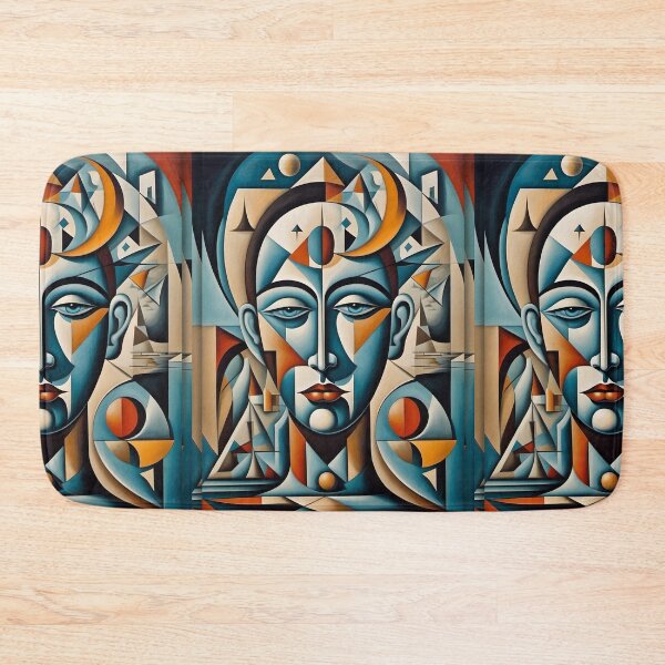 Item preview, Geometric blue man portrait, expressionist art designed and sold by lonelymoony.