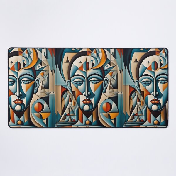Item preview, Geometric blue man portrait, expressionist art designed and sold by lonelymoony.