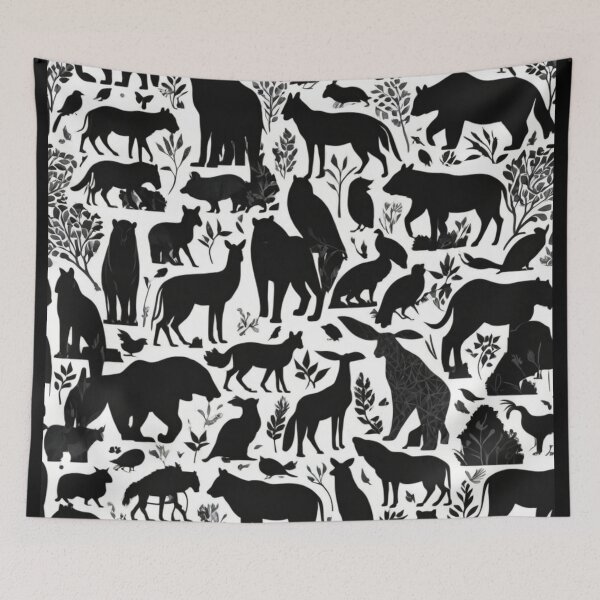 Item preview, wild animals silhouette seamless pattern designed and sold by optimusprime39.