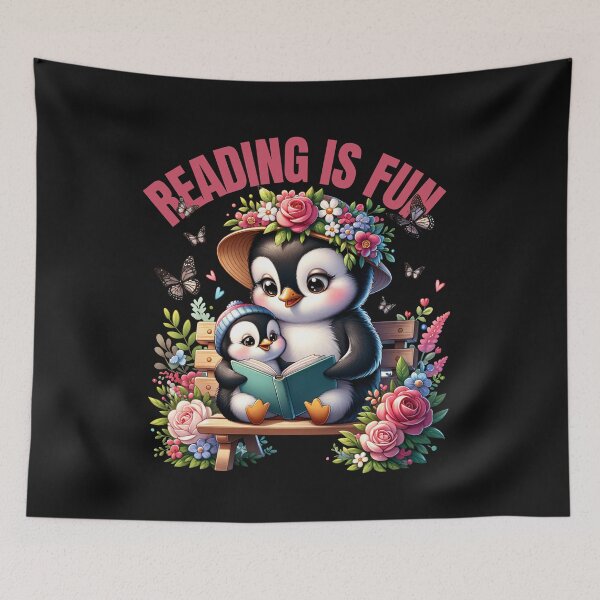 Item preview, Colorful Mom and Baby Penguin Reading Is Fun designed and sold by AlienOccupation.