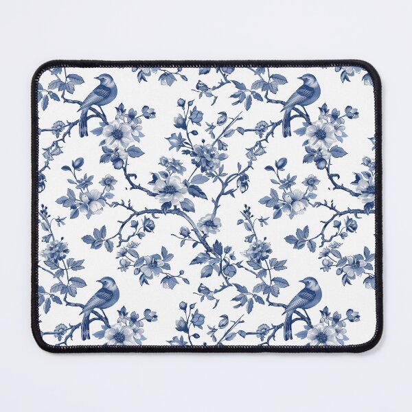 Item preview, Toile de Jouy Vintage Floral Pattern. Watercolor blue flowers and birds on white background designed and sold by Yoursprint.