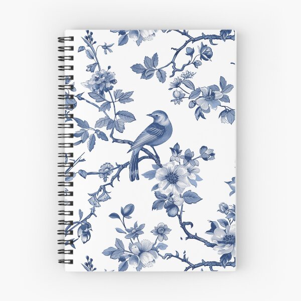 Item preview, Toile de Jouy Vintage Floral Pattern. Watercolor blue flowers and birds on white background designed and sold by Yoursprint.