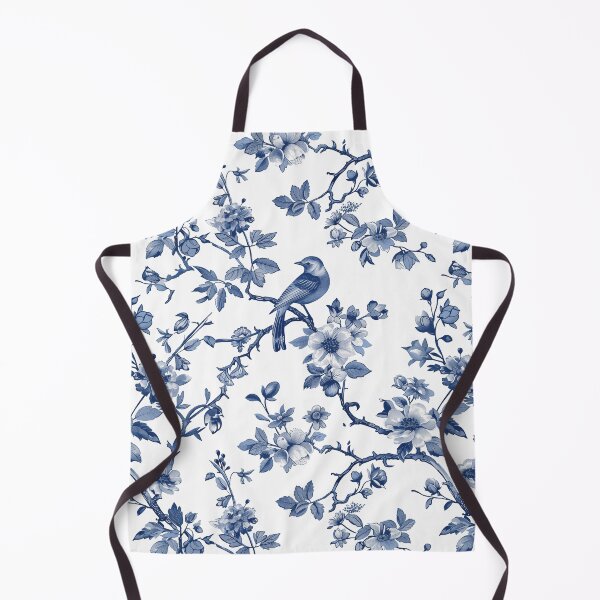 Item preview, Toile de Jouy Vintage Floral Pattern. Watercolor blue flowers and birds on white background designed and sold by Yoursprint.