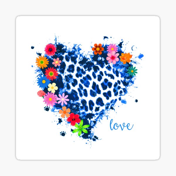 Item preview, Love, big heart with flowers, leopard pattern designed and sold by silent-violin.