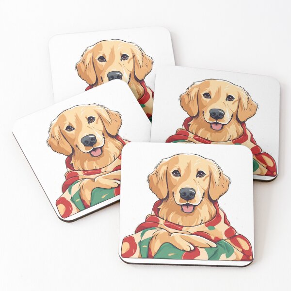 Item preview, Golden Retriver and Pizza blanket  designed and sold by GoodyPaws.