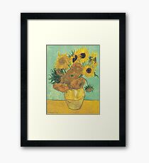 Twelve sunflowers in a vase by Van Gogh Framed Print