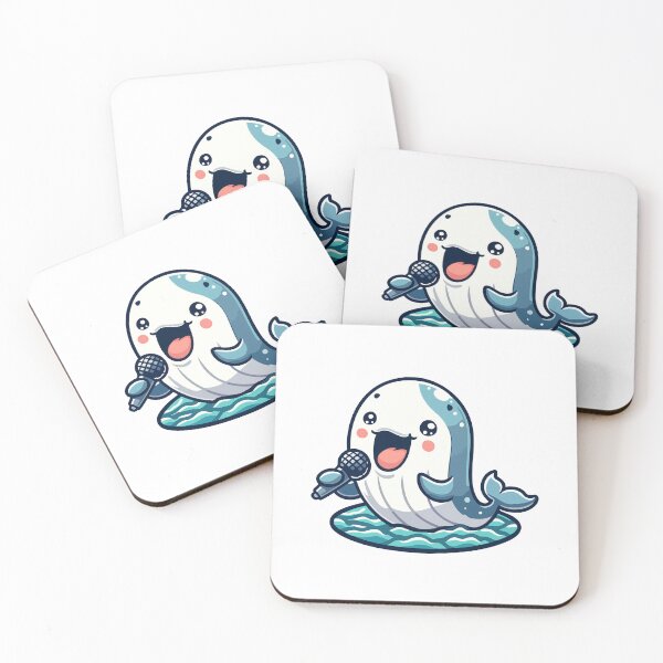 Item preview, Singing Narwhal Delight - Adorable Cartoon Narwhal with Microphone designed and sold by Akioos.