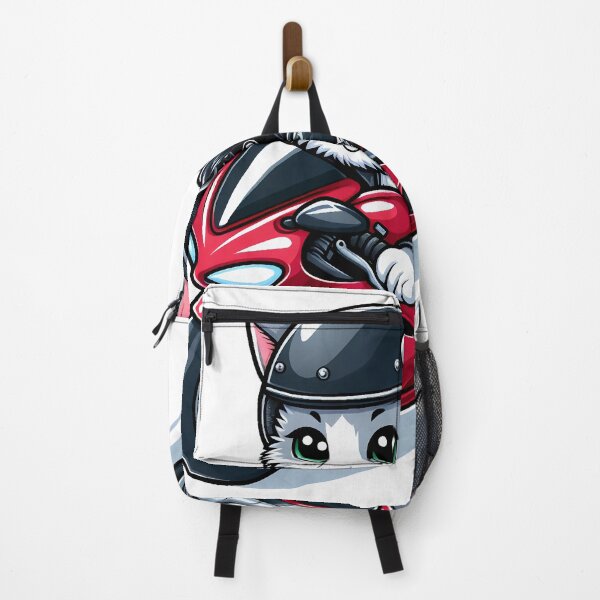 Item preview, cartoon of a cat wearing a leather jacket and helmet riding a superbike designed and sold by MzulhilmiZam.