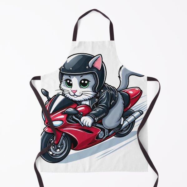Item preview, cartoon of a cat wearing a leather jacket and helmet riding a superbike designed and sold by MzulhilmiZam.