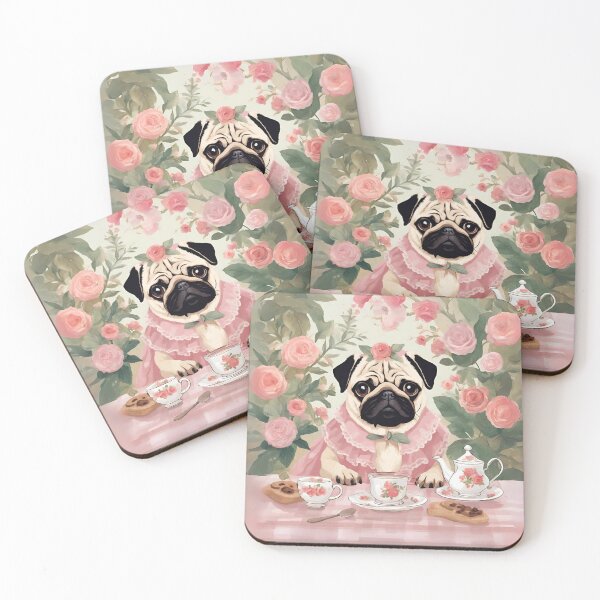 Item preview, Tea party Pug designed and sold by Yulacreative.
