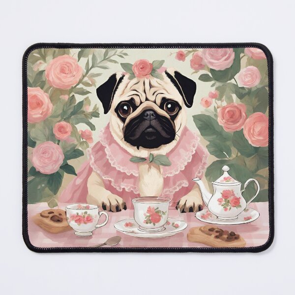 Item preview, Tea party Pug designed and sold by Yulacreative.