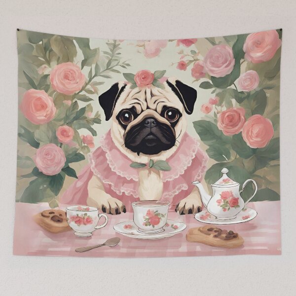 Item preview, Tea party Pug designed and sold by Yulacreative.